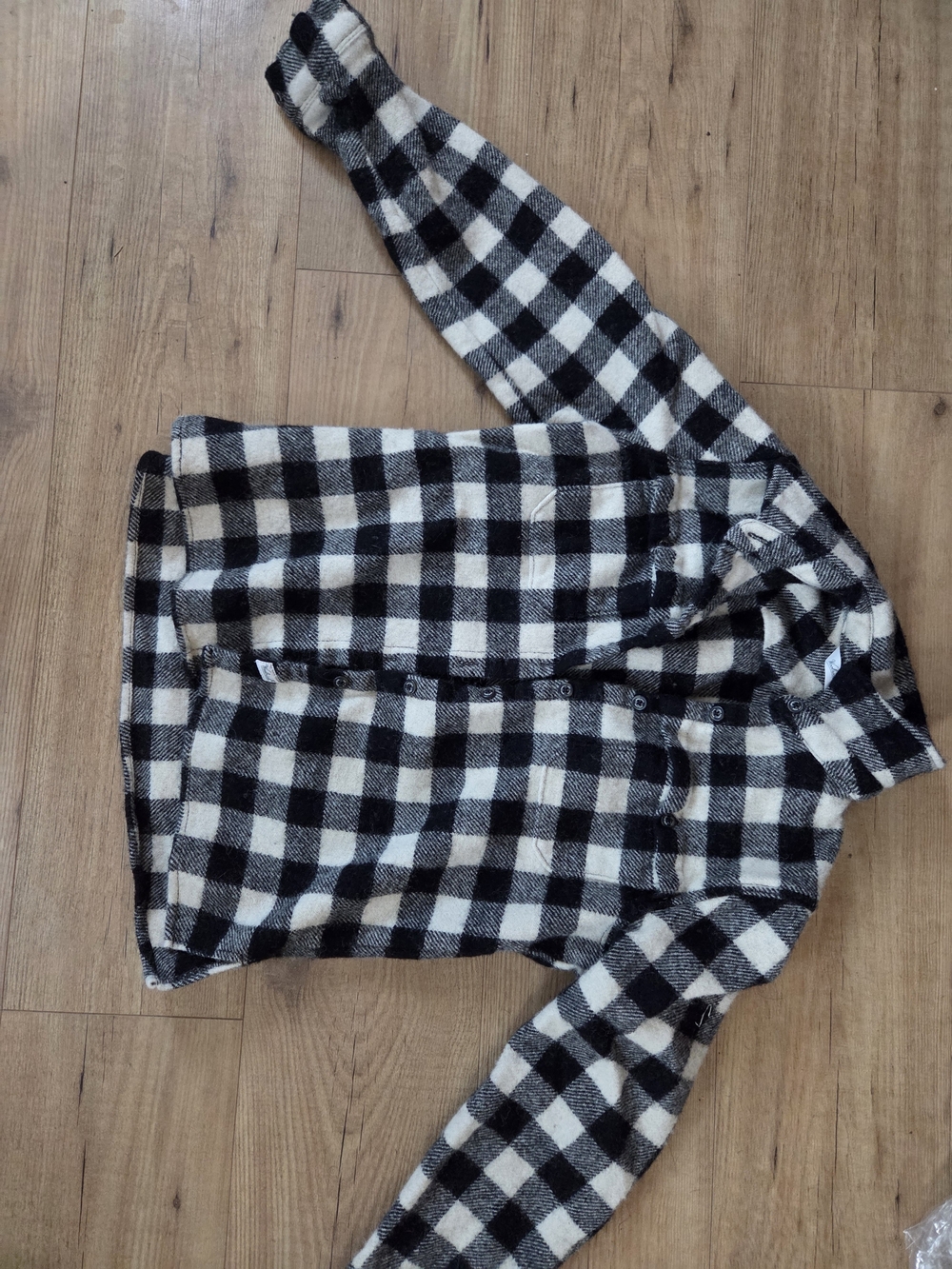 Woolrich Black and White Buffalo Check Button-Front Cardigan